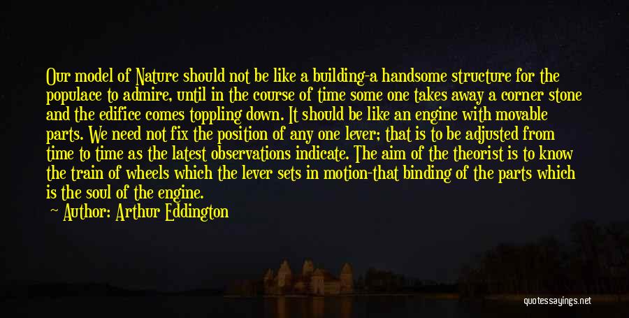 Arthur Eddington Quotes: Our Model Of Nature Should Not Be Like A Building-a Handsome Structure For The Populace To Admire, Until In The