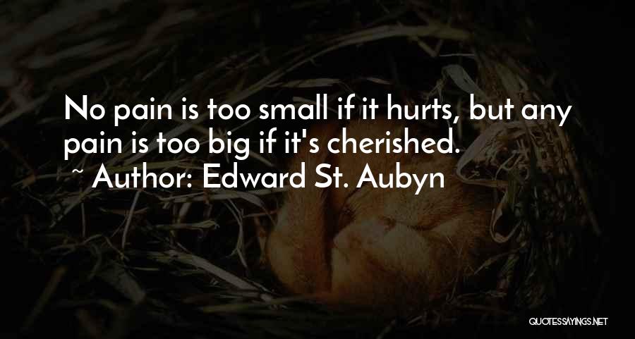 Edward St. Aubyn Quotes: No Pain Is Too Small If It Hurts, But Any Pain Is Too Big If It's Cherished.