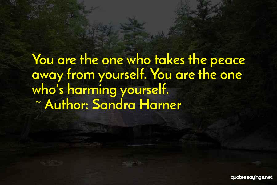 Sandra Harner Quotes: You Are The One Who Takes The Peace Away From Yourself. You Are The One Who's Harming Yourself.
