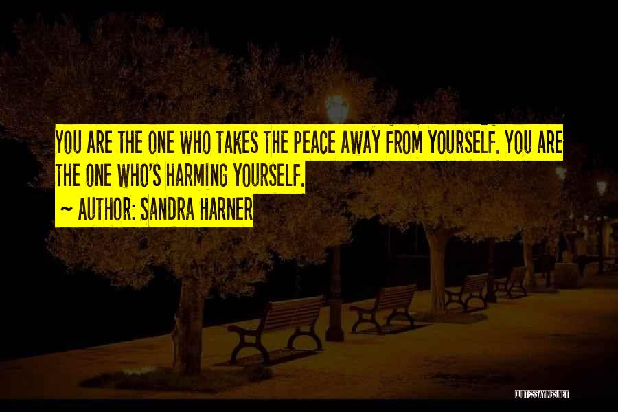 Sandra Harner Quotes: You Are The One Who Takes The Peace Away From Yourself. You Are The One Who's Harming Yourself.