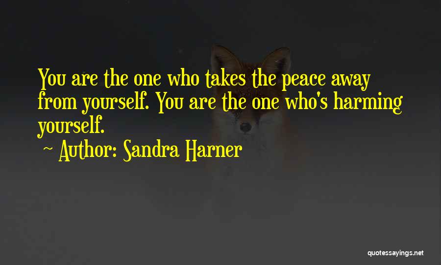 Sandra Harner Quotes: You Are The One Who Takes The Peace Away From Yourself. You Are The One Who's Harming Yourself.