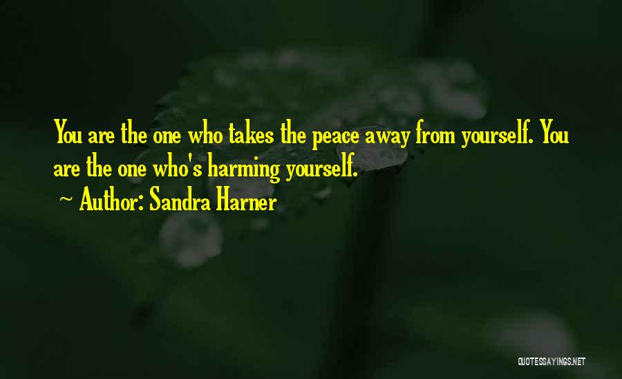 Sandra Harner Quotes: You Are The One Who Takes The Peace Away From Yourself. You Are The One Who's Harming Yourself.