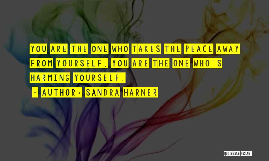 Sandra Harner Quotes: You Are The One Who Takes The Peace Away From Yourself. You Are The One Who's Harming Yourself.