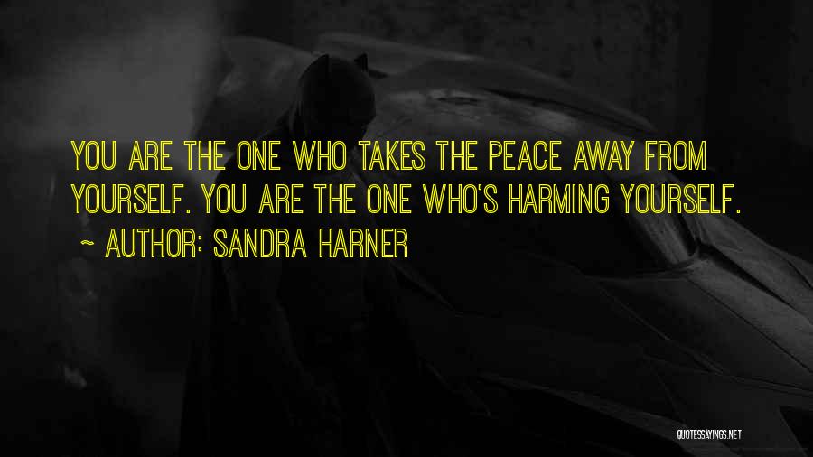 Sandra Harner Quotes: You Are The One Who Takes The Peace Away From Yourself. You Are The One Who's Harming Yourself.
