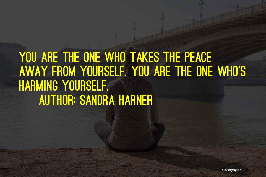 Sandra Harner Quotes: You Are The One Who Takes The Peace Away From Yourself. You Are The One Who's Harming Yourself.