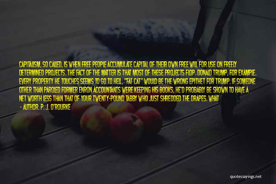 P. J. O'Rourke Quotes: Capitalism, So Called, Is When Free People Accumulate Capital Of Their Own Free Will For Use On Freely Determined Projects.