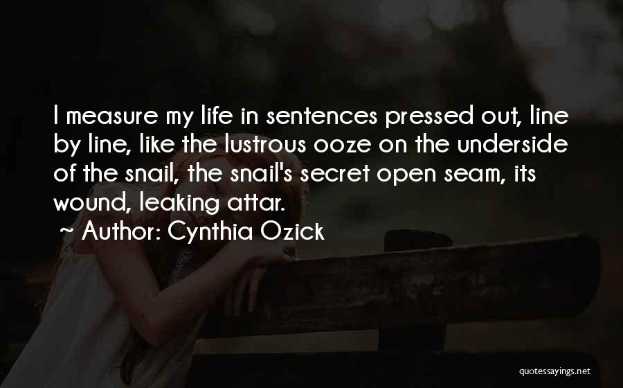 Cynthia Ozick Quotes: I Measure My Life In Sentences Pressed Out, Line By Line, Like The Lustrous Ooze On The Underside Of The