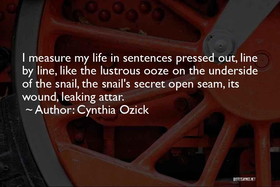 Cynthia Ozick Quotes: I Measure My Life In Sentences Pressed Out, Line By Line, Like The Lustrous Ooze On The Underside Of The