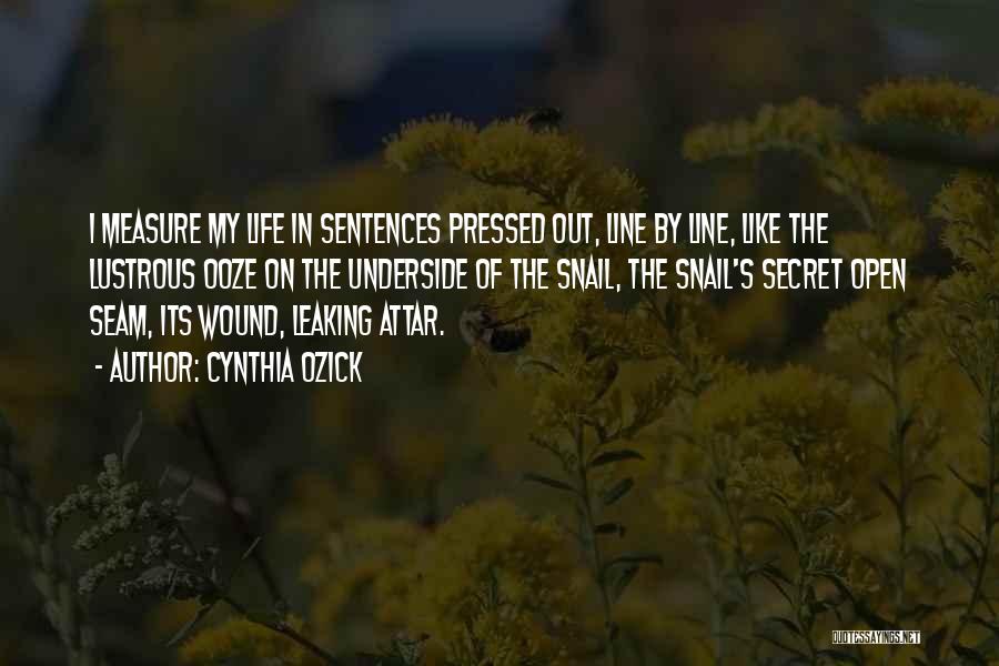 Cynthia Ozick Quotes: I Measure My Life In Sentences Pressed Out, Line By Line, Like The Lustrous Ooze On The Underside Of The