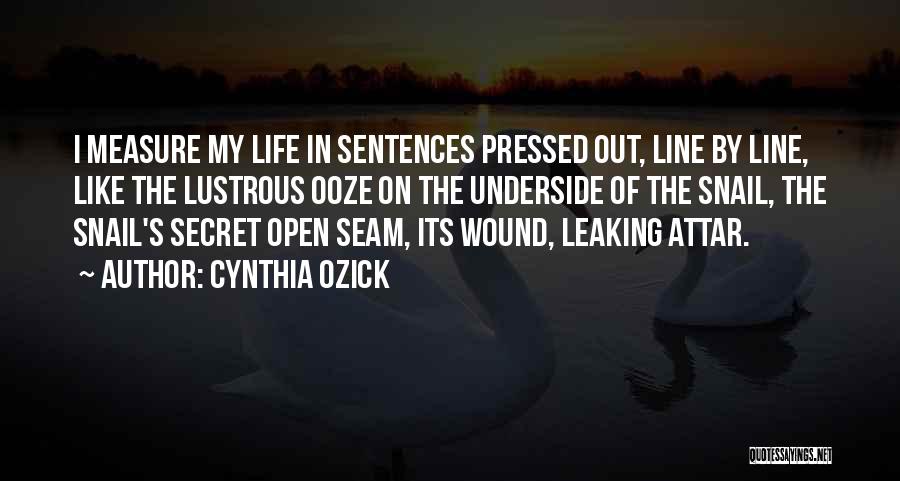 Cynthia Ozick Quotes: I Measure My Life In Sentences Pressed Out, Line By Line, Like The Lustrous Ooze On The Underside Of The