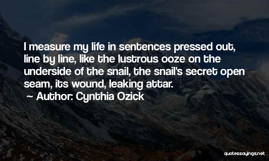 Cynthia Ozick Quotes: I Measure My Life In Sentences Pressed Out, Line By Line, Like The Lustrous Ooze On The Underside Of The