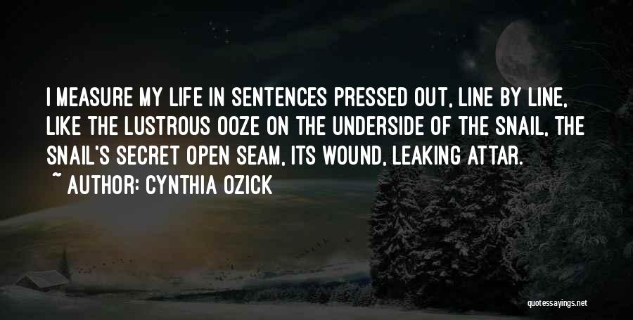 Cynthia Ozick Quotes: I Measure My Life In Sentences Pressed Out, Line By Line, Like The Lustrous Ooze On The Underside Of The