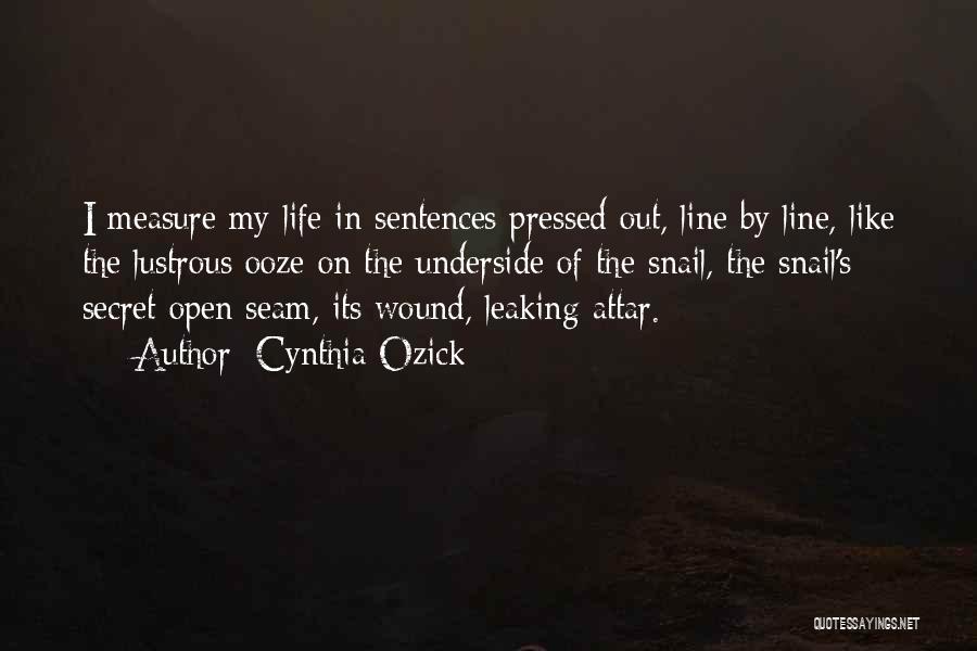 Cynthia Ozick Quotes: I Measure My Life In Sentences Pressed Out, Line By Line, Like The Lustrous Ooze On The Underside Of The