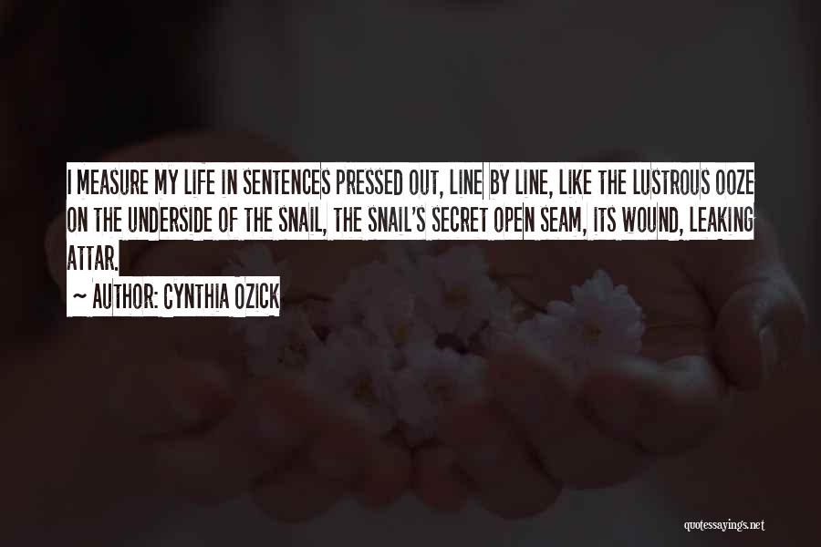 Cynthia Ozick Quotes: I Measure My Life In Sentences Pressed Out, Line By Line, Like The Lustrous Ooze On The Underside Of The