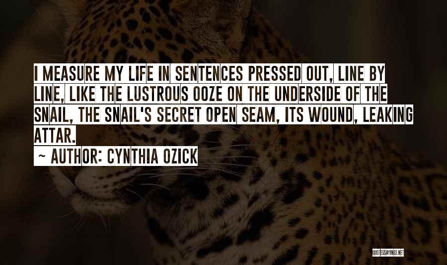Cynthia Ozick Quotes: I Measure My Life In Sentences Pressed Out, Line By Line, Like The Lustrous Ooze On The Underside Of The
