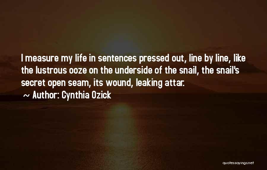 Cynthia Ozick Quotes: I Measure My Life In Sentences Pressed Out, Line By Line, Like The Lustrous Ooze On The Underside Of The