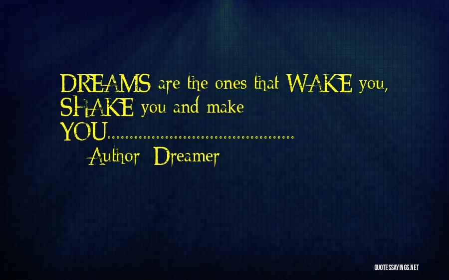 Dreamer Quotes: Dreams Are The Ones That Wake You, Shake You And Make You..........................................