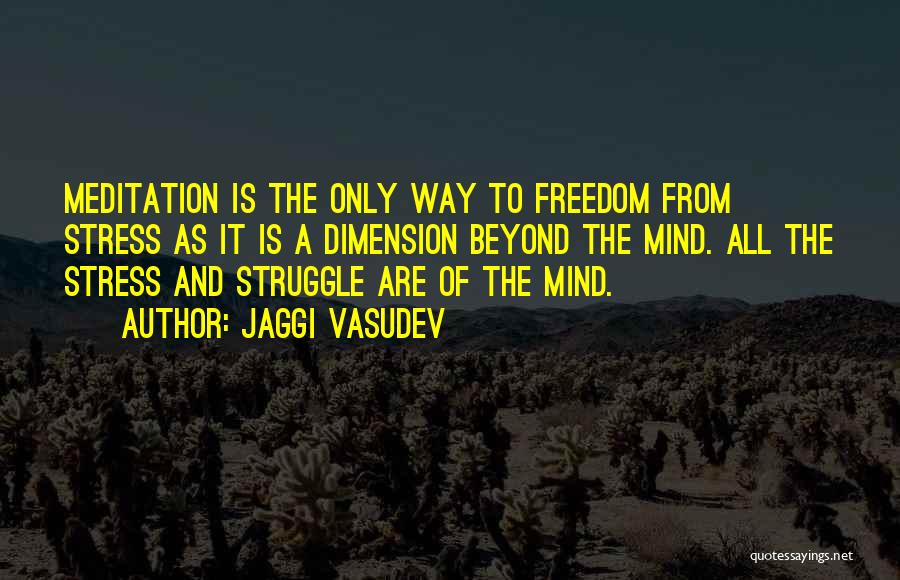 Jaggi Vasudev Quotes: Meditation Is The Only Way To Freedom From Stress As It Is A Dimension Beyond The Mind. All The Stress