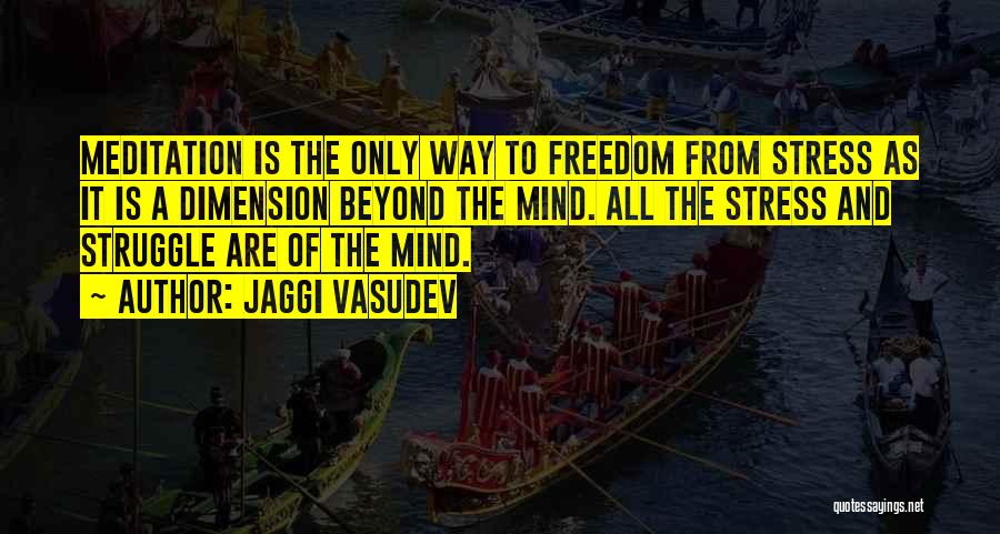 Jaggi Vasudev Quotes: Meditation Is The Only Way To Freedom From Stress As It Is A Dimension Beyond The Mind. All The Stress