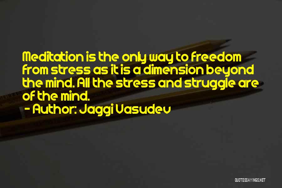 Jaggi Vasudev Quotes: Meditation Is The Only Way To Freedom From Stress As It Is A Dimension Beyond The Mind. All The Stress