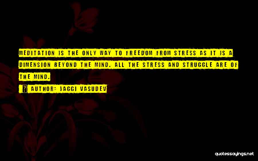 Jaggi Vasudev Quotes: Meditation Is The Only Way To Freedom From Stress As It Is A Dimension Beyond The Mind. All The Stress