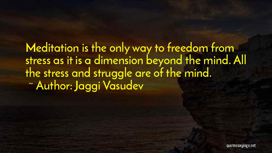 Jaggi Vasudev Quotes: Meditation Is The Only Way To Freedom From Stress As It Is A Dimension Beyond The Mind. All The Stress