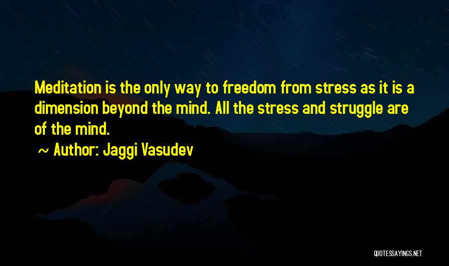 Jaggi Vasudev Quotes: Meditation Is The Only Way To Freedom From Stress As It Is A Dimension Beyond The Mind. All The Stress