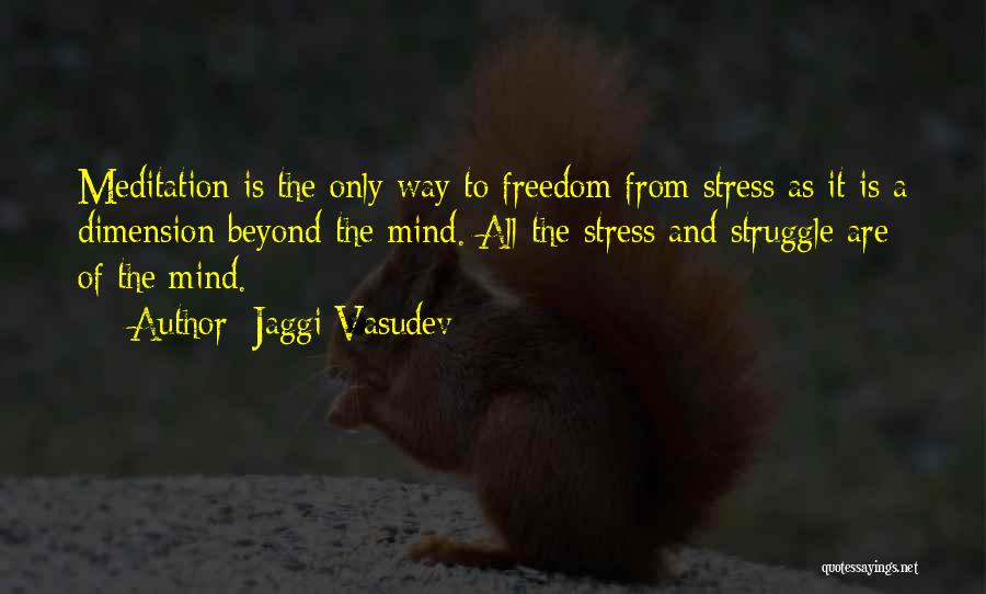 Jaggi Vasudev Quotes: Meditation Is The Only Way To Freedom From Stress As It Is A Dimension Beyond The Mind. All The Stress