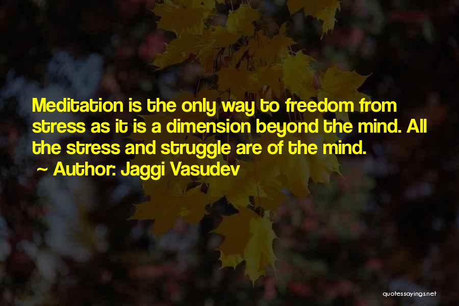 Jaggi Vasudev Quotes: Meditation Is The Only Way To Freedom From Stress As It Is A Dimension Beyond The Mind. All The Stress