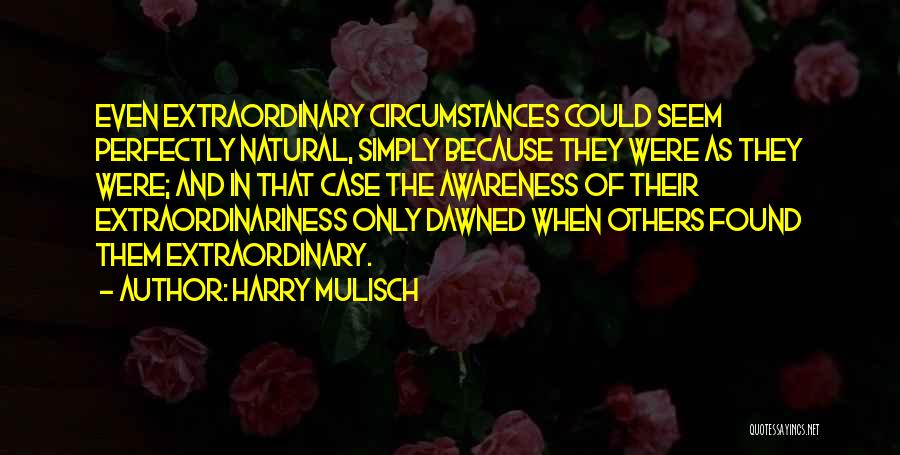 Harry Mulisch Quotes: Even Extraordinary Circumstances Could Seem Perfectly Natural, Simply Because They Were As They Were; And In That Case The Awareness