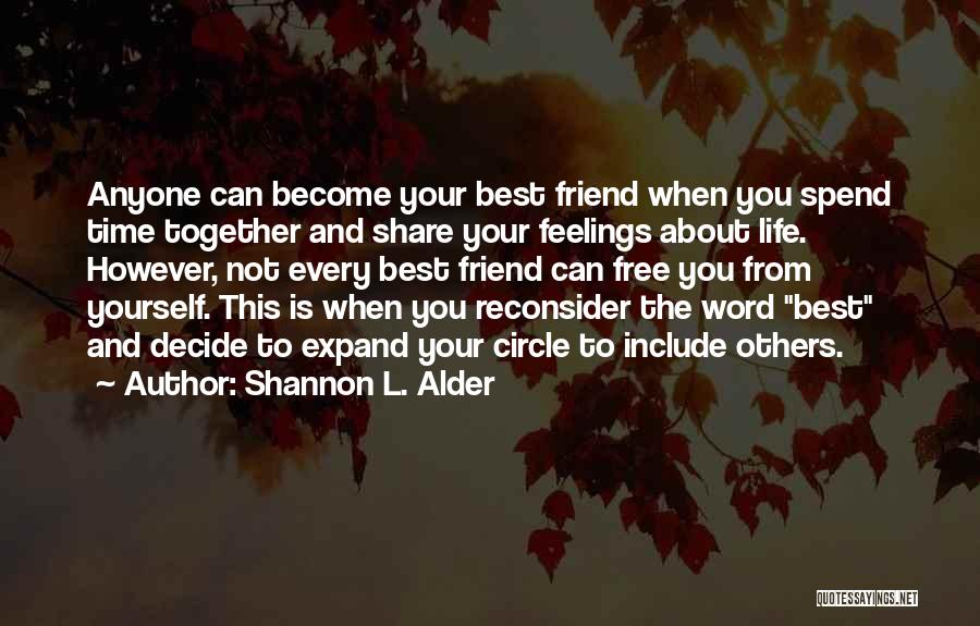 Shannon L. Alder Quotes: Anyone Can Become Your Best Friend When You Spend Time Together And Share Your Feelings About Life. However, Not Every