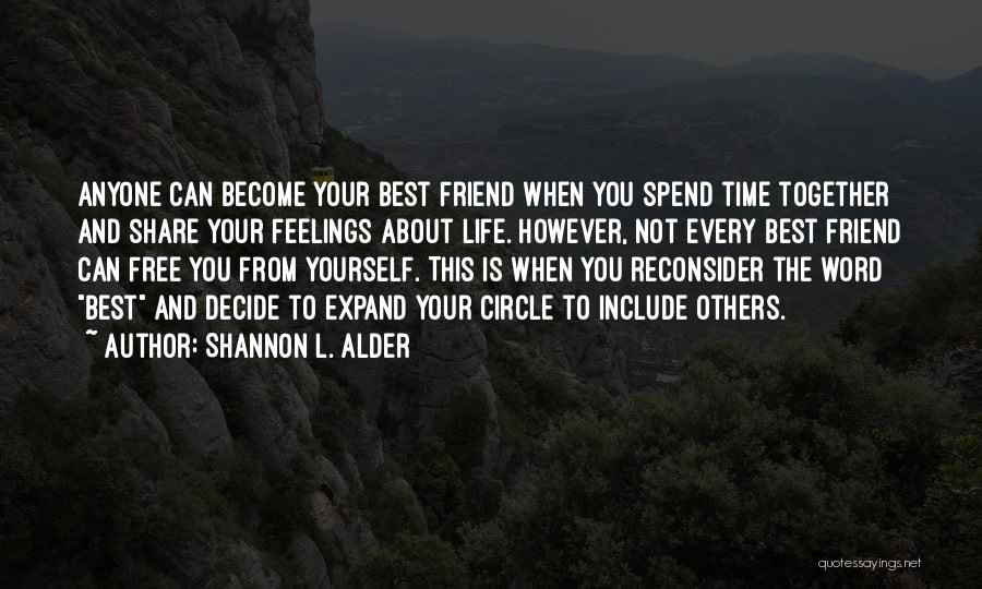 Shannon L. Alder Quotes: Anyone Can Become Your Best Friend When You Spend Time Together And Share Your Feelings About Life. However, Not Every