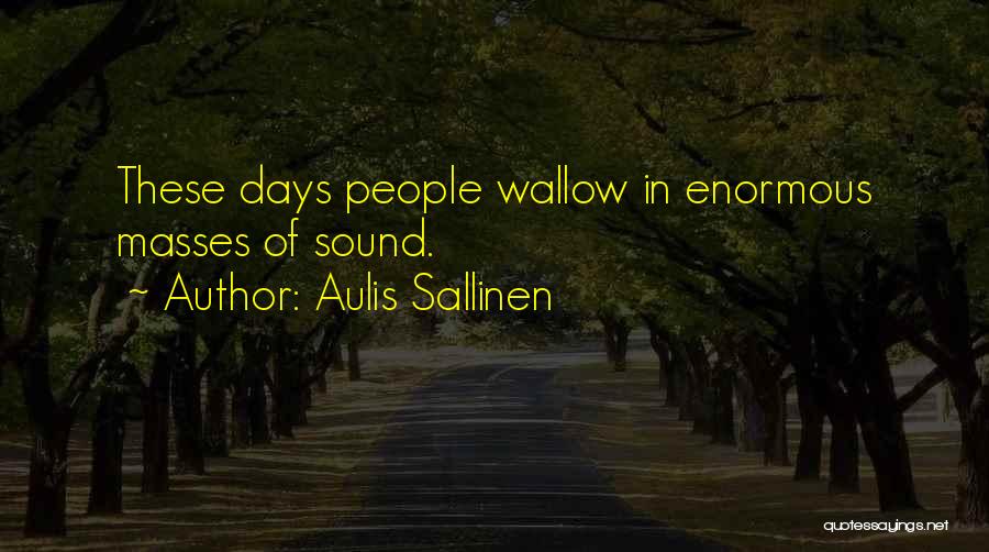 Aulis Sallinen Quotes: These Days People Wallow In Enormous Masses Of Sound.