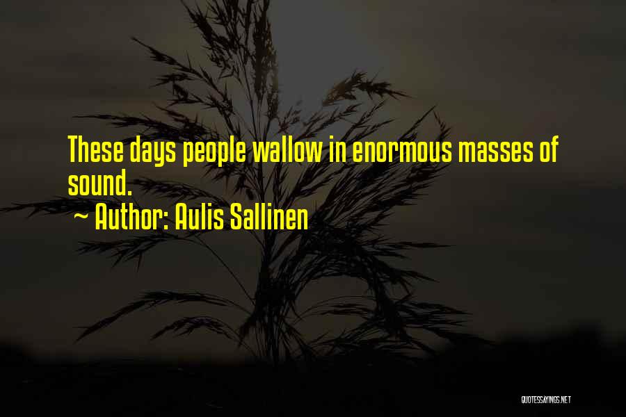 Aulis Sallinen Quotes: These Days People Wallow In Enormous Masses Of Sound.