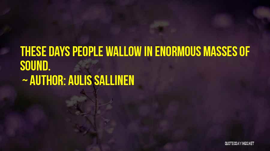 Aulis Sallinen Quotes: These Days People Wallow In Enormous Masses Of Sound.