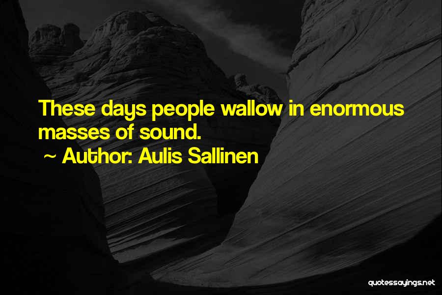 Aulis Sallinen Quotes: These Days People Wallow In Enormous Masses Of Sound.