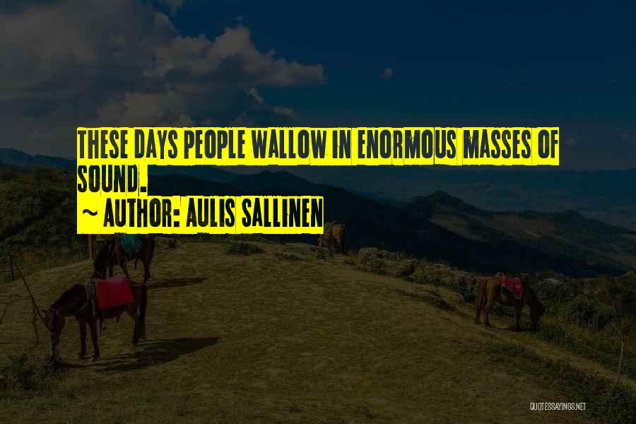 Aulis Sallinen Quotes: These Days People Wallow In Enormous Masses Of Sound.