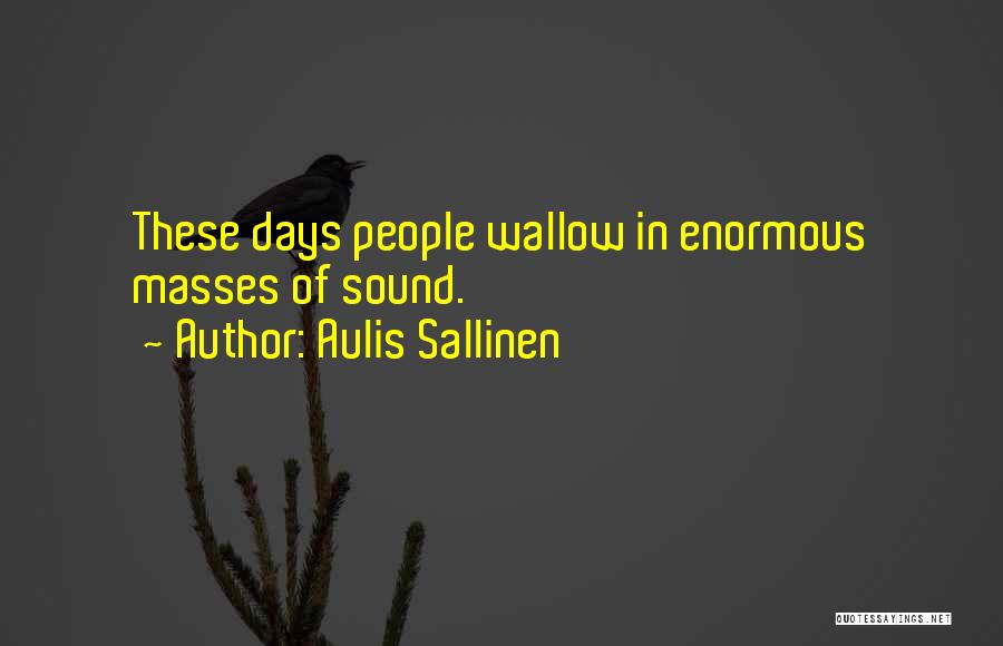 Aulis Sallinen Quotes: These Days People Wallow In Enormous Masses Of Sound.