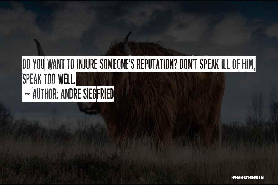 Andre Siegfried Quotes: Do You Want To Injure Someone's Reputation? Don't Speak Ill Of Him, Speak Too Well.
