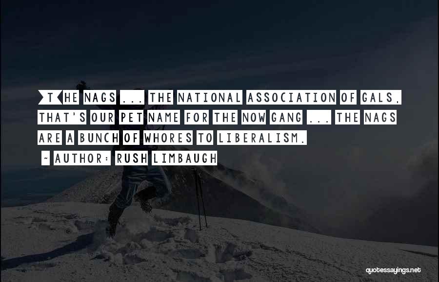 Rush Limbaugh Quotes: [t]he Nags ... The National Association Of Gals, That's Our Pet Name For The Now Gang ... The Nags Are