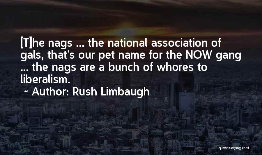 Rush Limbaugh Quotes: [t]he Nags ... The National Association Of Gals, That's Our Pet Name For The Now Gang ... The Nags Are