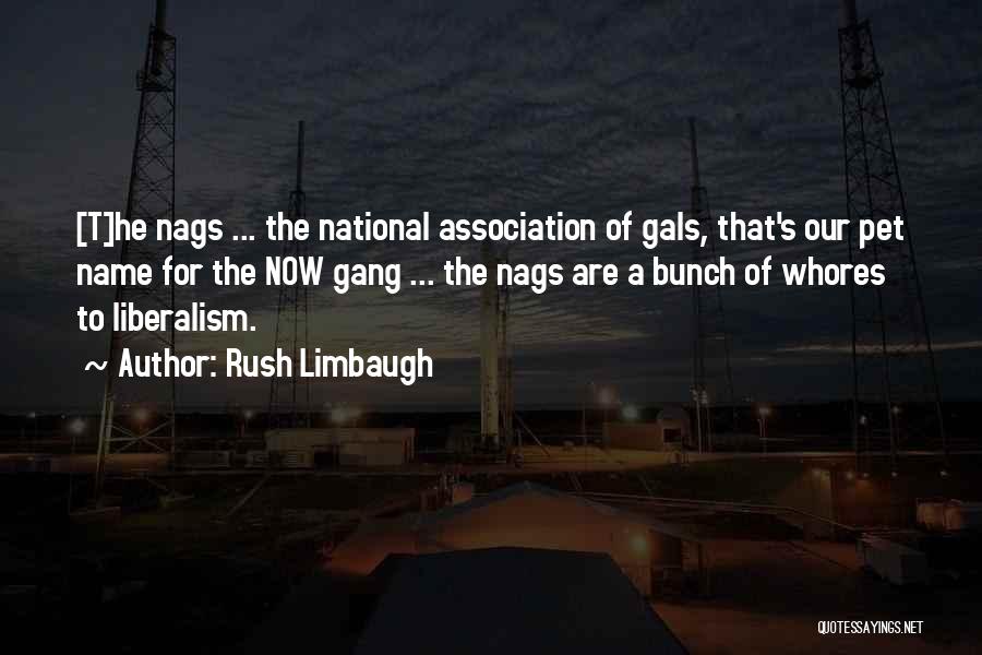 Rush Limbaugh Quotes: [t]he Nags ... The National Association Of Gals, That's Our Pet Name For The Now Gang ... The Nags Are