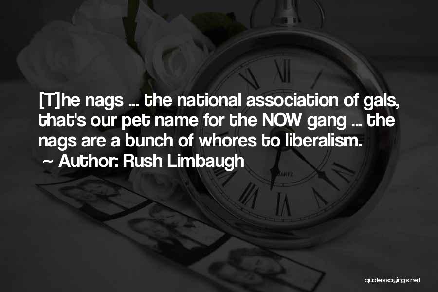 Rush Limbaugh Quotes: [t]he Nags ... The National Association Of Gals, That's Our Pet Name For The Now Gang ... The Nags Are