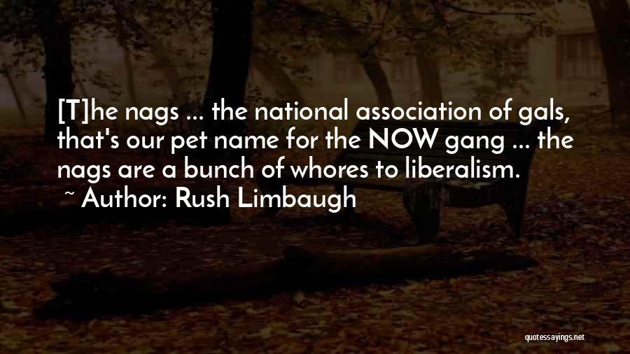 Rush Limbaugh Quotes: [t]he Nags ... The National Association Of Gals, That's Our Pet Name For The Now Gang ... The Nags Are