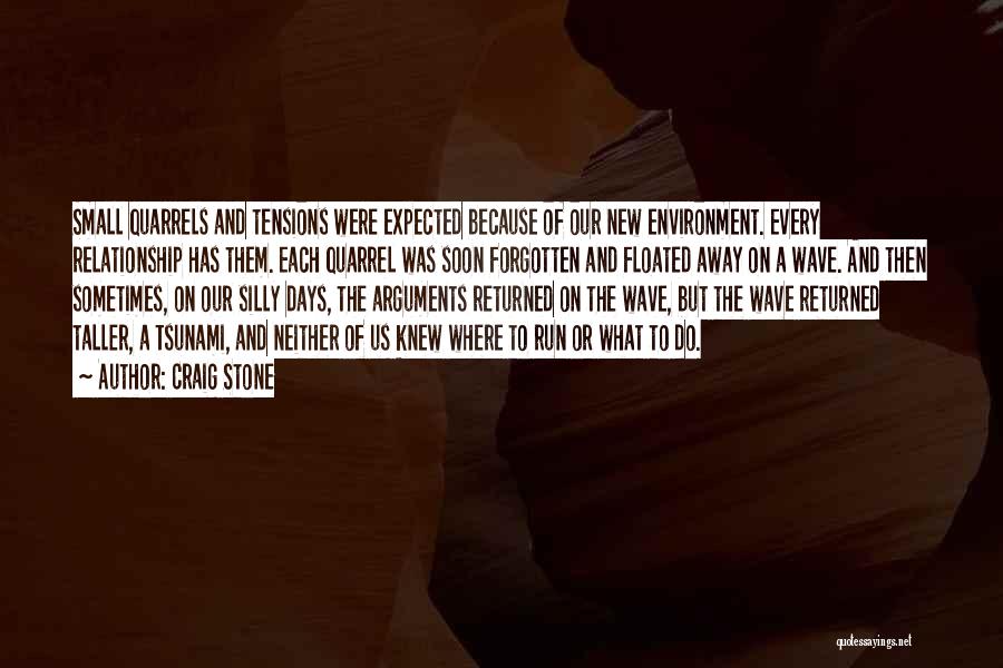 Craig Stone Quotes: Small Quarrels And Tensions Were Expected Because Of Our New Environment. Every Relationship Has Them. Each Quarrel Was Soon Forgotten