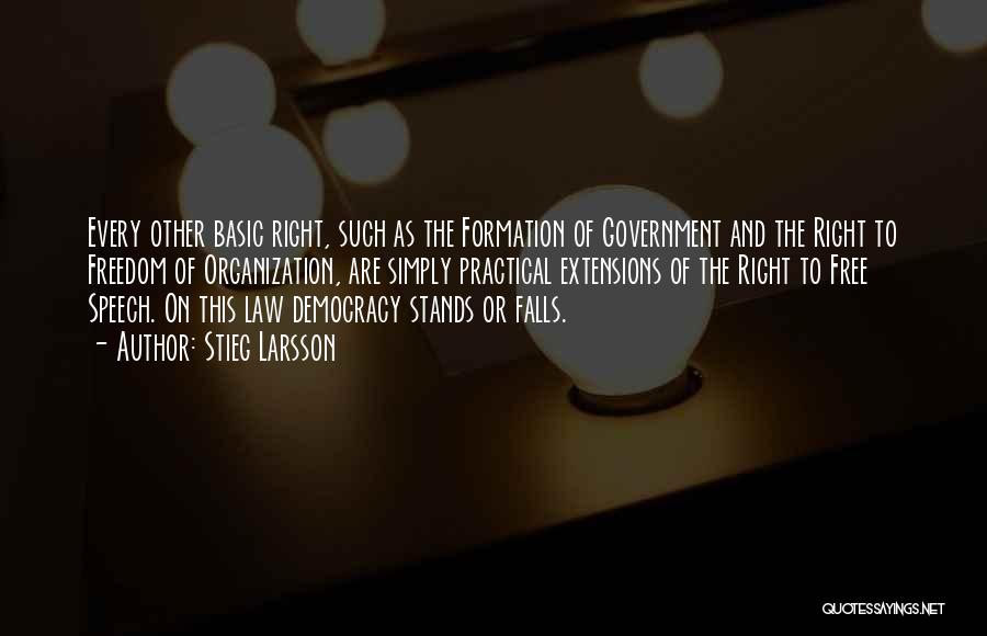 Stieg Larsson Quotes: Every Other Basic Right, Such As The Formation Of Government And The Right To Freedom Of Organization, Are Simply Practical