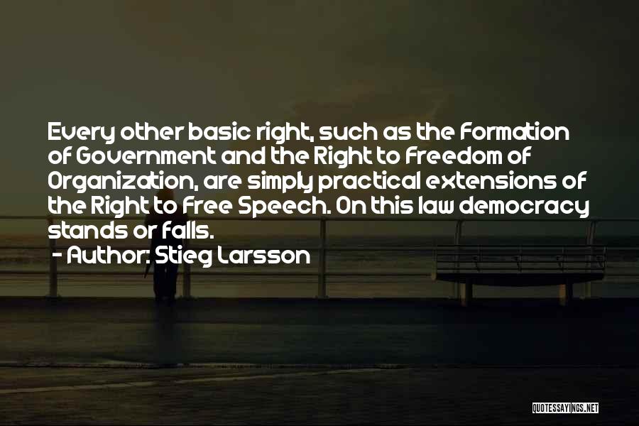 Stieg Larsson Quotes: Every Other Basic Right, Such As The Formation Of Government And The Right To Freedom Of Organization, Are Simply Practical