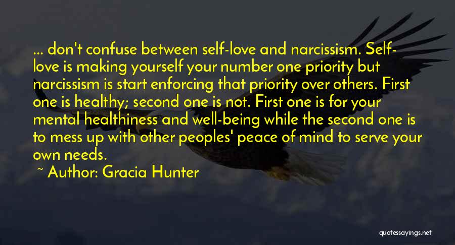 Gracia Hunter Quotes: ... Don't Confuse Between Self-love And Narcissism. Self- Love Is Making Yourself Your Number One Priority But Narcissism Is Start