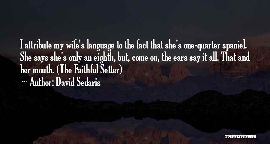 David Sedaris Quotes: I Attribute My Wife's Language To The Fact That She's One-quarter Spaniel. She Says She's Only An Eighth, But, Come