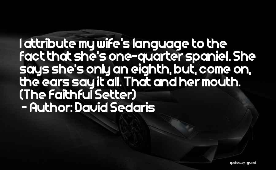 David Sedaris Quotes: I Attribute My Wife's Language To The Fact That She's One-quarter Spaniel. She Says She's Only An Eighth, But, Come